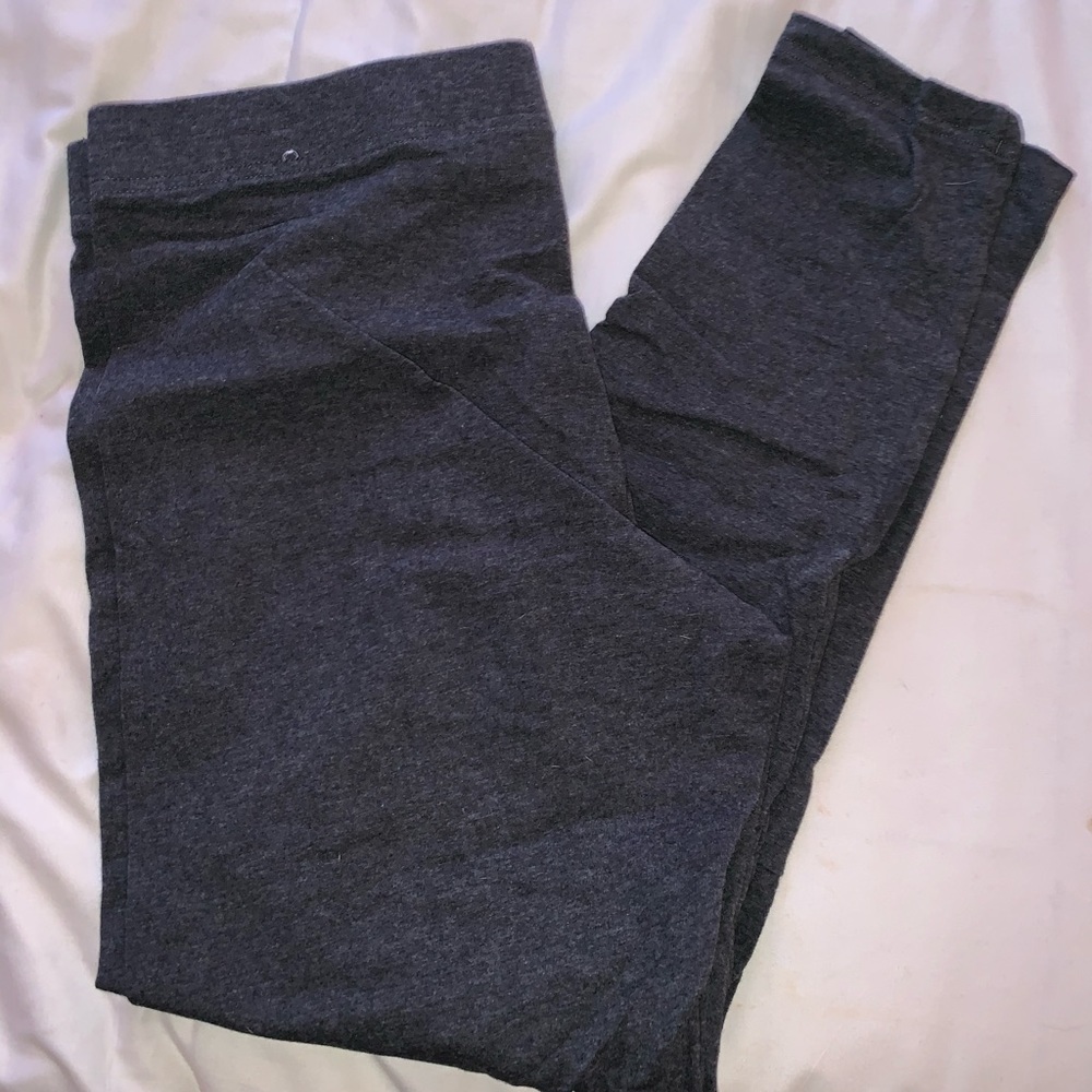 Dark grey Adidas leggings with logo on leg